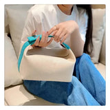 Women’s Large-Capacity Canvas Shoulder Bag – Soft-Texture Colour-Block Tote for Travel & Daily