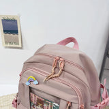 Cute Women’s Large-Capacity Backpack – Preppy Multi-Pocket Nylon Schoolbag | Student Travel Daypack