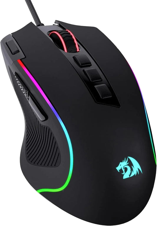 Redragon M612 Predator RGB Gaming Mouse – 8,000 DPI Wired Optical Mouse with 11 Programmable Buttons (White)