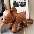 Unisex Bulldog-Shaped PU Leather Crossbody Bag – Adjustable Strap Shoulder Handbag