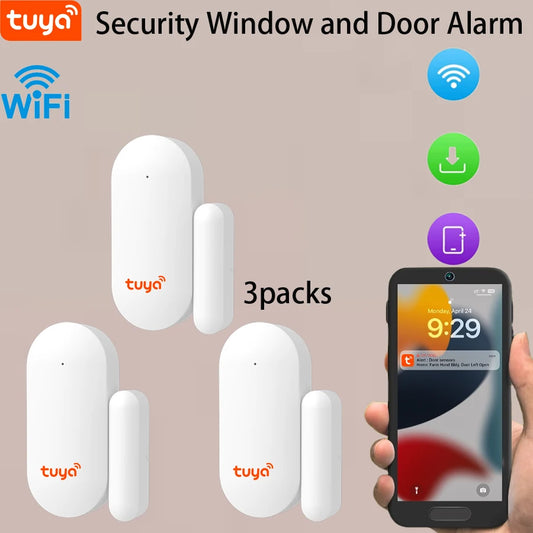 🚪 Tuya Wi-Fi Smart Door Sensor – Open/Close Detector with Smart Life App Control & Home Security Alarm System