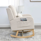 Modern High-Back Accent Armchair Rocker – 27.5"W Living Room Chair with Lumbar Pillow & Side Pockets | Stylish Casual Seating