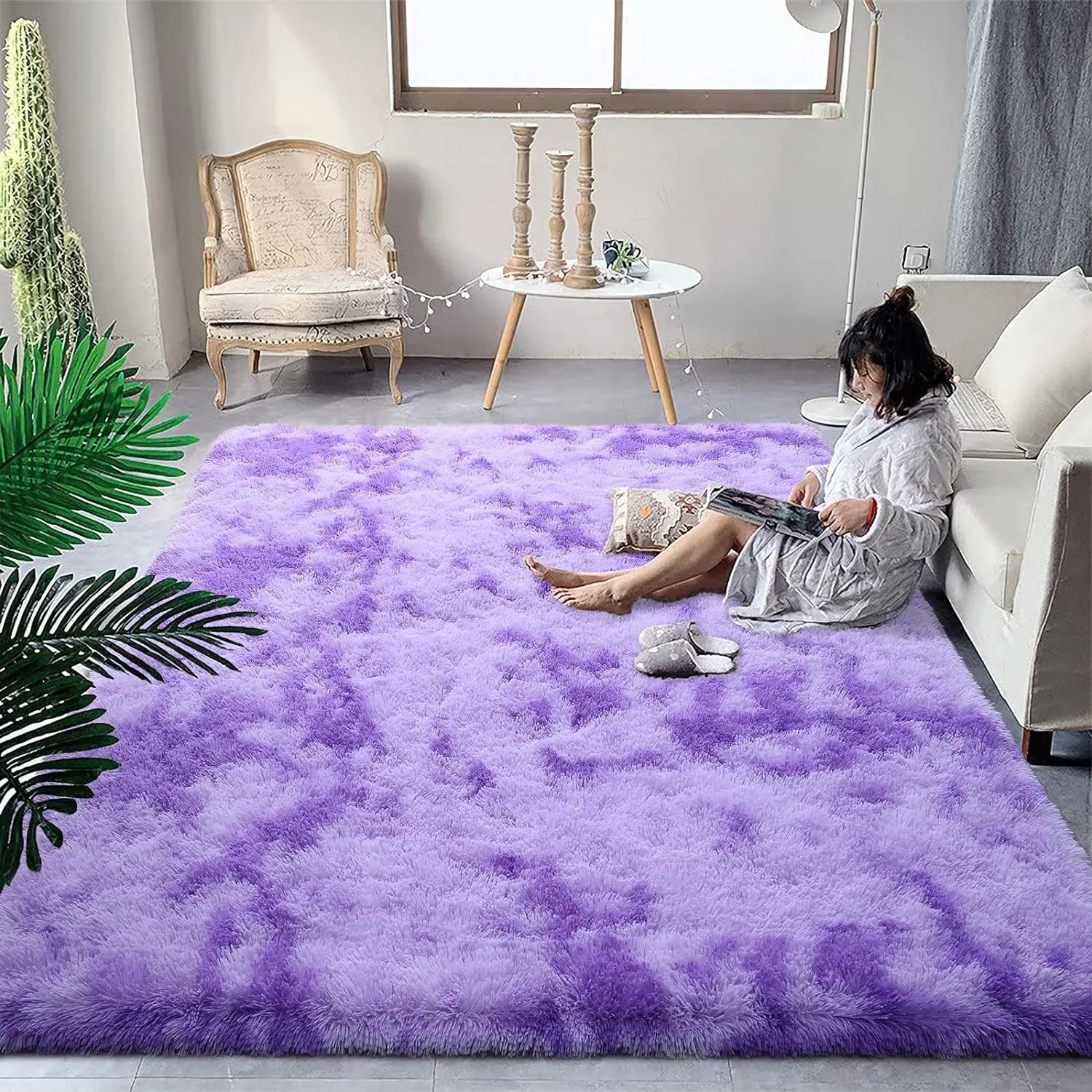 Soft Fluffy Rainbow Rug – Colorful Shaggy Carpet for Girls’ Bedroom, Nursery & Playroom Décor