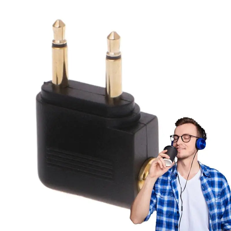 1pcs Dual 3 5mm Male To 3 5mm Female AUX Audio Jack Adapter Airplane Travel Earphone Golden Plated Converter For Airline