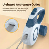 16ft Auto-Retractable Dog Leash – Durable Nylon Extendable Lead with Easy Control & Blue-White Geometric Design