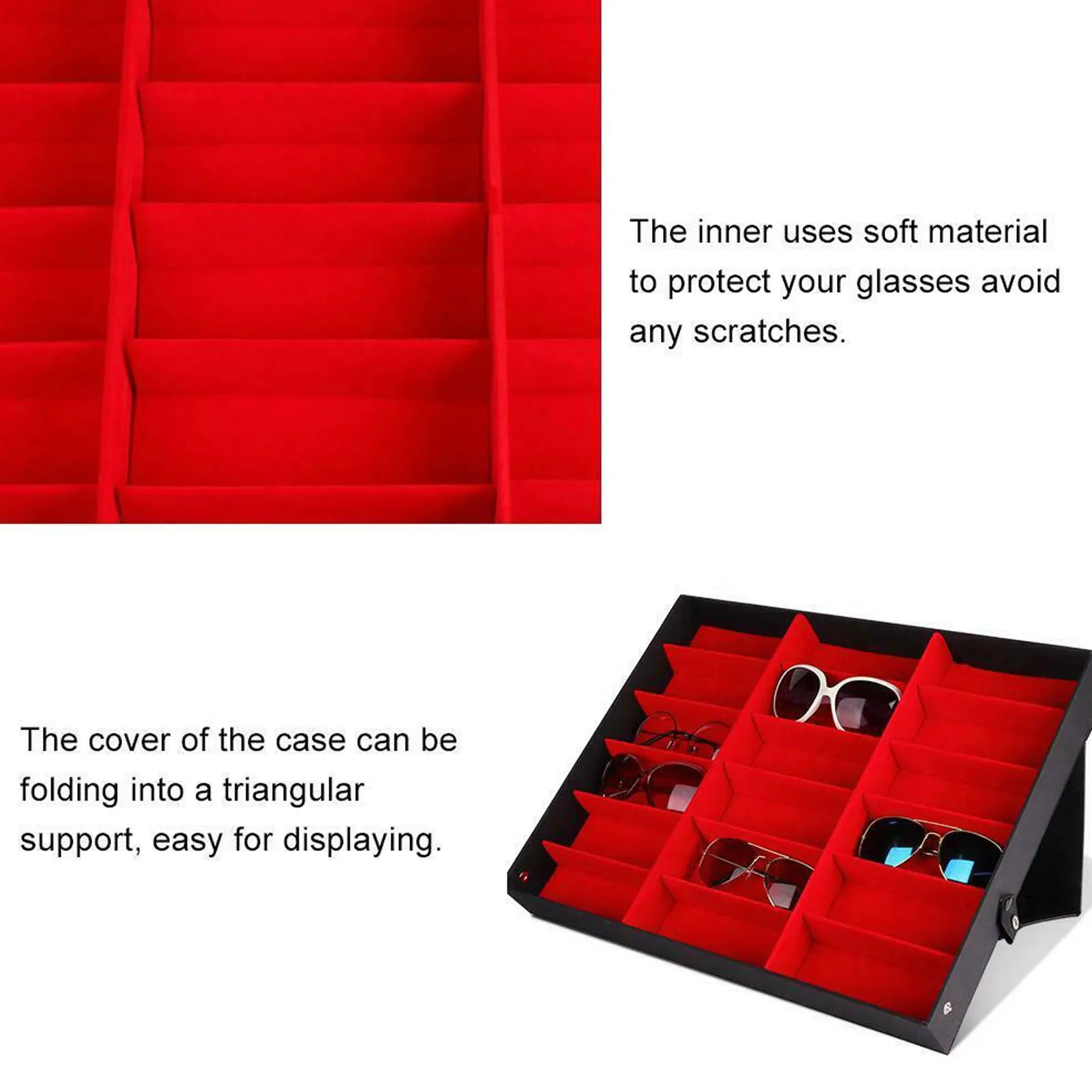 18-Slot Glasses Display Stand – Tilted Eyewear Organizer Box & Sunglasses Storage Tray for Eyeglass Collection