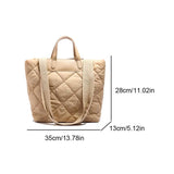 Women’s nylon puffer tote bag – quilted solid color large-capacity shoulder handbag, lightweight satchel purse for work & travel