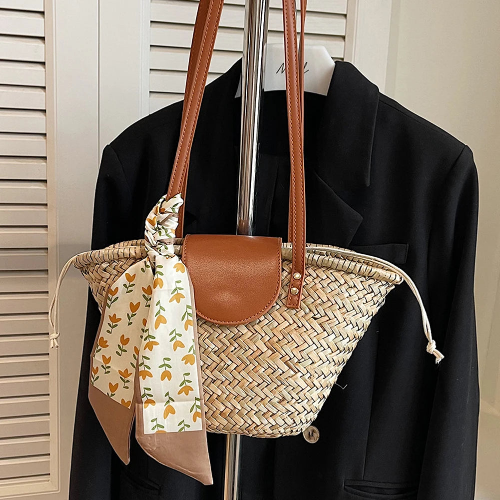 Straw Woven Large Capacity Tote Bag for Women – Woven Shoulder Bag for Beach, Party & Vacation