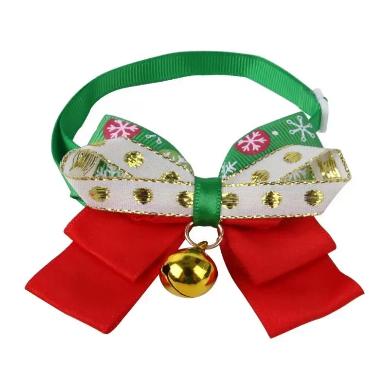 New Year & Christmas Pet Collar with Bell – Cute Bow Tie Collar for Cats, Kittens, Puppies & Small Dogs