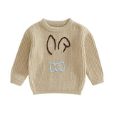 Toddler Kids Bunny Embroidered Long-Sleeve Knit Sweater – Easter Casual Jumper for Girls & Boys