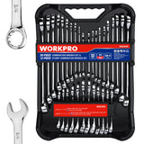 WORKPRO 32-Piece SAE & Metric Combination Wrench Set – Standard + Stubby Wrenches with Organizer Tray
