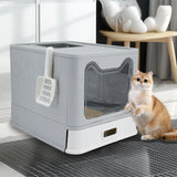 Enclosed Stainless Steel Cat Litter Box with Lid – Large Covered Top-Entry Pan, High-Sided Easy-Clean Design