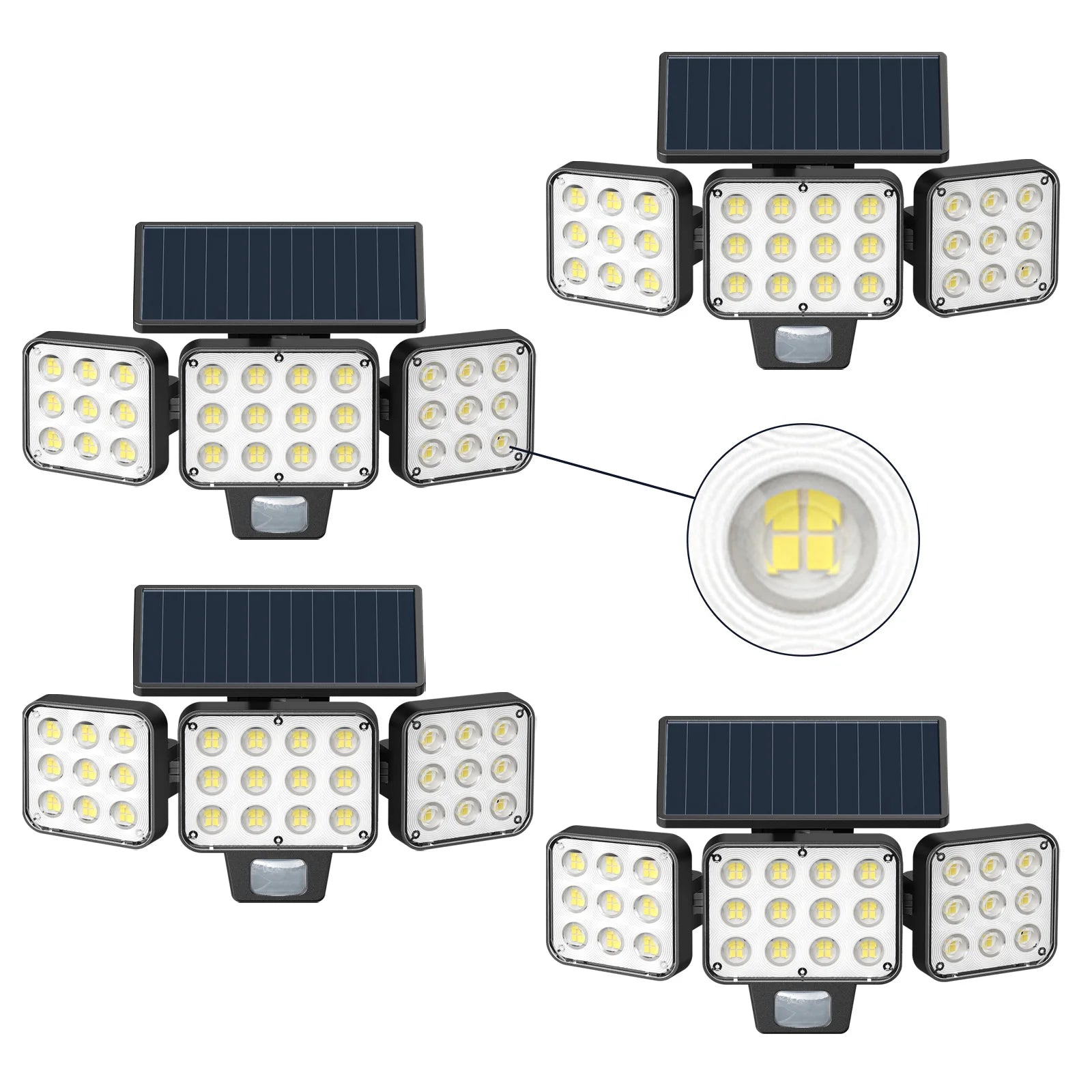 Solar Security Lights – 3000LM 3-Head Motion Sensor Flood Lights, 150° Wide Angle, Auto On/Off, 3 Modes (1/2/4 Pack Options)