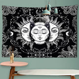 Mandala Tapestry Sun & Moon – Black & White Wall Hanging Hippie Décor for Dorm, Yoga, Living Room
