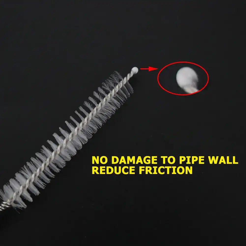 Flexible Stainless-Steel Pipe & Tube Cleaner Brush Set – Reusable Nylon Bristles for Drains, Refrigerator Lines & More 🧼