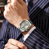 Poedagar Men’s Business Watch – Stainless Steel Waterproof Quartz Wristwatch with Luminous Dial & Date/Week Display