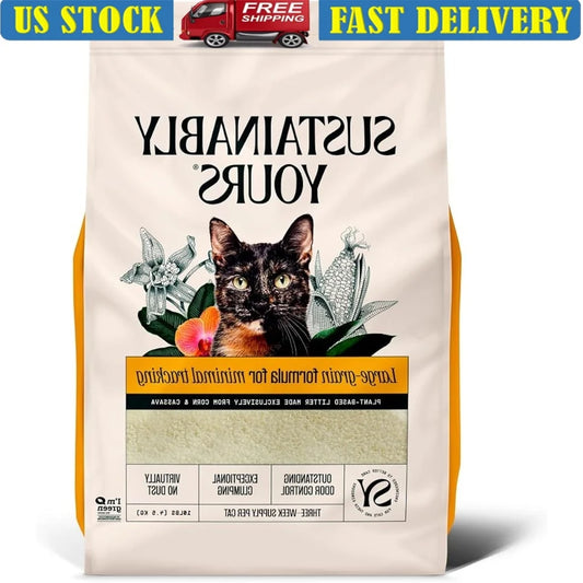 Premium Cat Litter – Large Grain Corn & Cassava Formula, 10lb Bag, Unscented Clumping Litter with Odor Control
