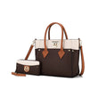 Large Capacity Color Block Vegan Leather Women’s Tote Bag 👜 + Matching Wallet – 2-Piece Set