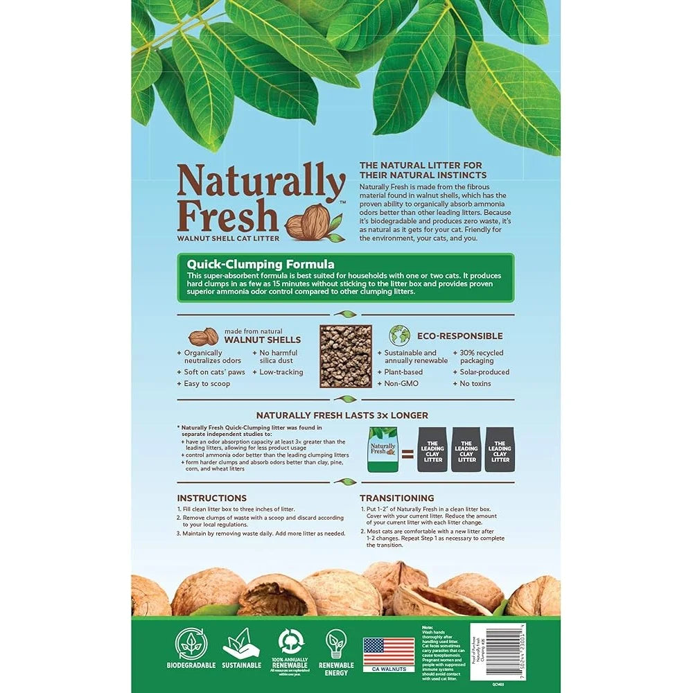 Walnut Shell Cat Litter – 26lb Unscented Natural Litter, Super Absorbent, Low-Tracking, Easy Scooping, Eco-Friendly Formula