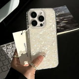 Luxury Glitter Shell Pattern Laser Case – Shockproof Soft IMD Back Cover for iPhone 7/8 Plus, X/XS/XR, 11–16 Pro Max