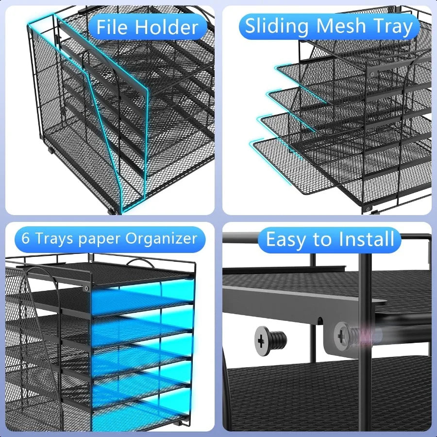 6-Tier Desk Organizer with File Holder – Document Storage Rack for Office & Home, Space-Saving Design 🗂️✨