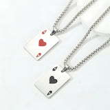 Hip Hop Poker Card Necklace for Men – Stainless Steel Ace of Spades Pendant Chain, Street Style Playing Card Jewelry