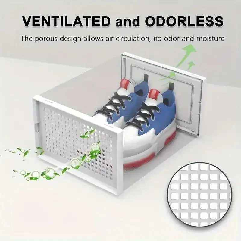 12 Pc / 24 Pc Large Capacity Modular Space-Saving Shoe Box, Transparent Plastic Stackable with Lid, Sneaker Display Box, B - PulinGO
