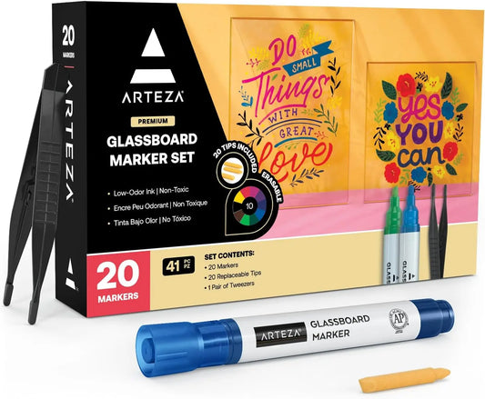 Glass Board Markers – 20-Count Assorted Colors Dry Erase Set for Whiteboards, Windows & Mirrors 🖊️