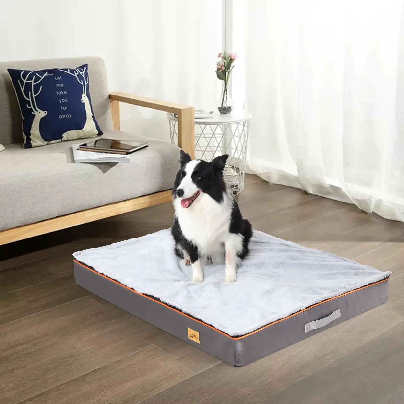 Large Orthopedic Dog Bed – Padded Foam Cushion Pet Bed with Washable Cover & Support Pillow for Dogs”