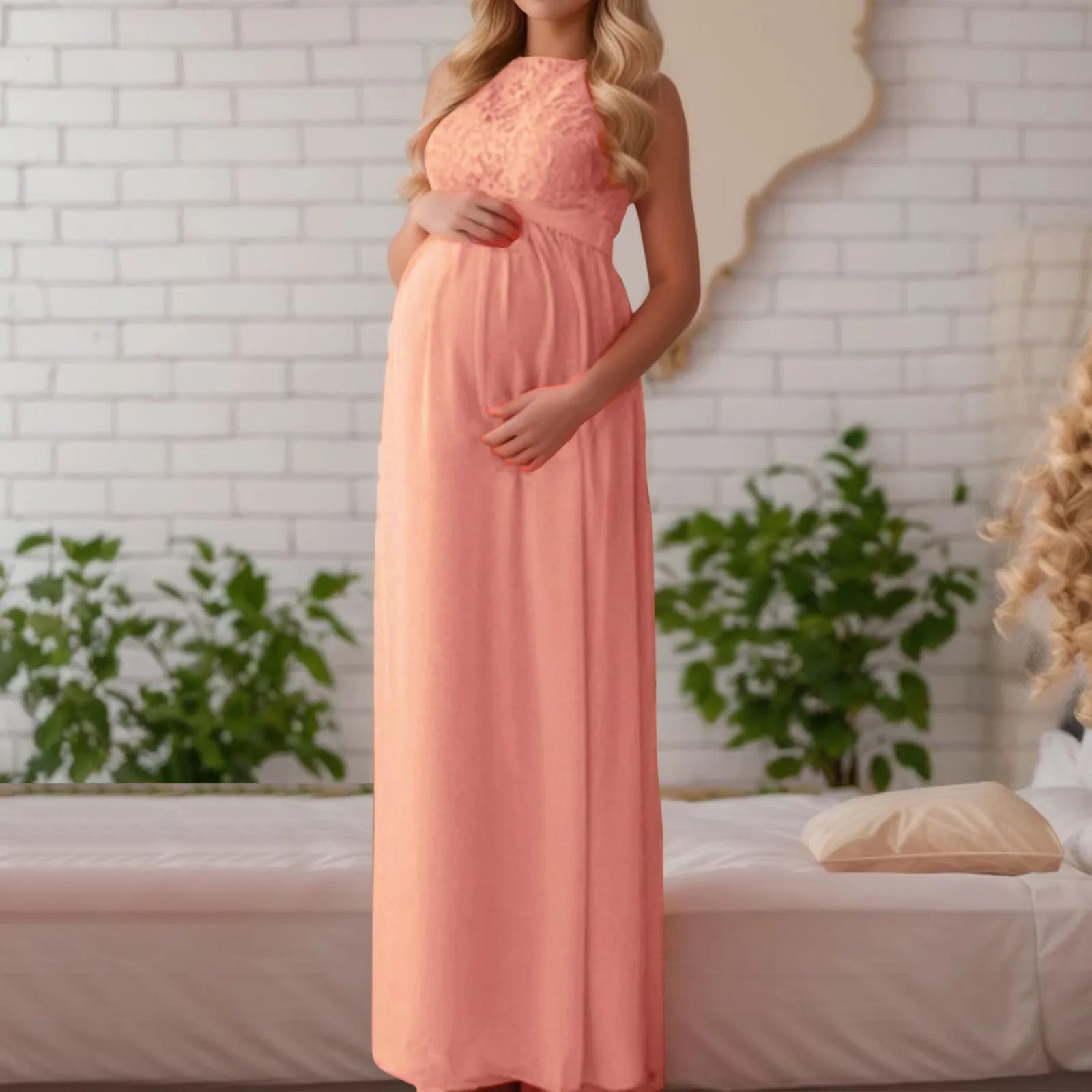 Women’s Maternity Sweater Dress – Mesh Lace Knit Long Sleeve Breastfeeding Clothes, Elegant Pregnancy Outfit
