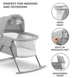Kinderkraft LOVI Travel Bassinet – Portable Folding Baby Bed with Adjustable Hood & Built-in Mosquito Net