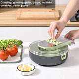 14-in-1 Multifunctional Vegetable Chopper with Stainless Steel Blades & Draining Container