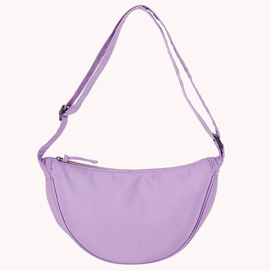 Women’s Crescent-Shape Nylon Shoulder & Crossbody Bag – Simple Elegant Daily Handbag