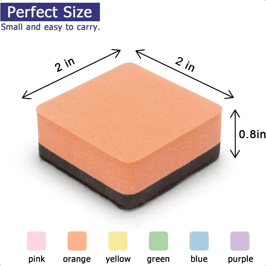 Magnetic Whiteboard Erasers – 12-Pack Square Dry Erasers in Pastel Colors for Classroom Use