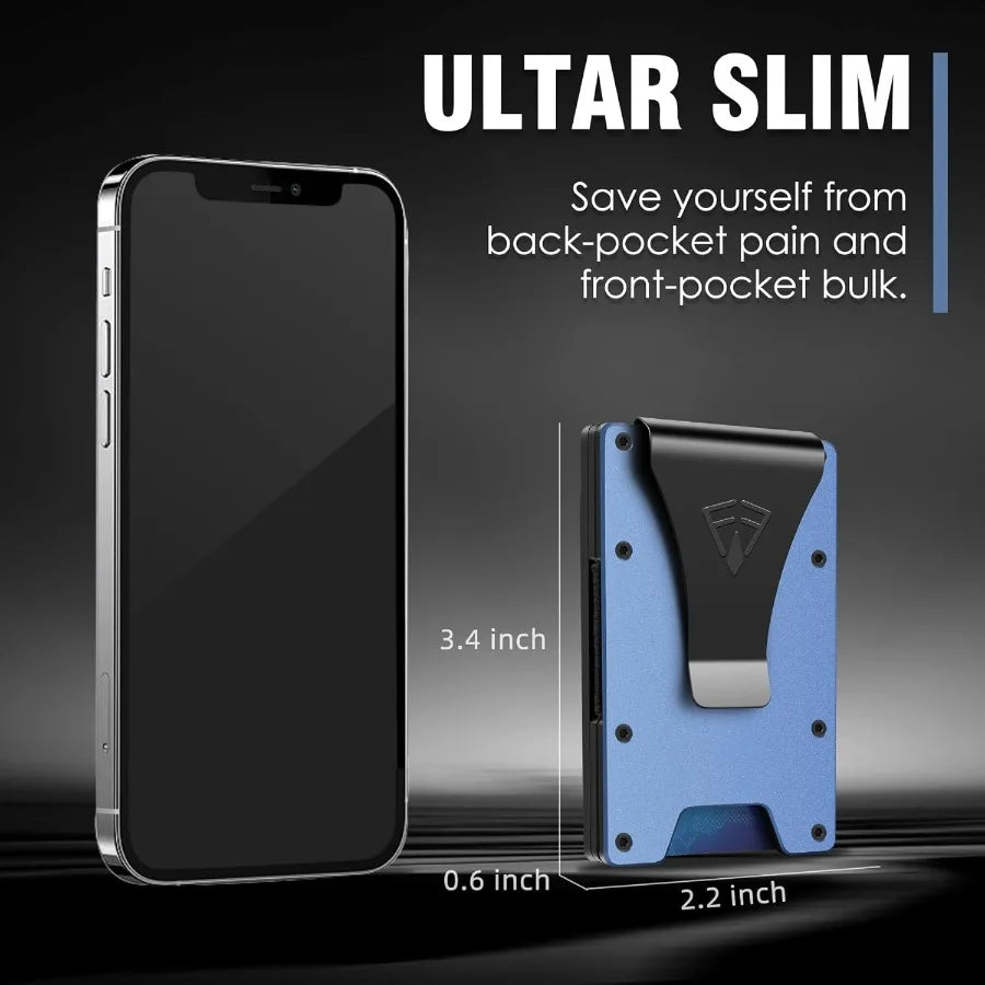 👔 Slim Men’s Wallet with Transparent ID Card Holder – RFID Blocking, 15 Card Capacity & Minimalist Metal Money Clip