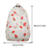 Women’s Strawberry Pattern Backpack – Large-Capacity Student School Bag | Cute Daily Daypack with Adjustable Straps