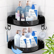 360° Rotating Corner Shower Caddy Shelf with 6 Hooks (2-Pack) – Rust-Proof Stainless Steel Organiser