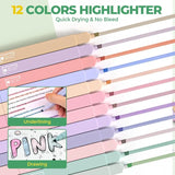 39-Piece Aesthetic School Supplies Set – Big Capacity Pen Case with Pastel Highlighters & Black Ink Pens ✨📚