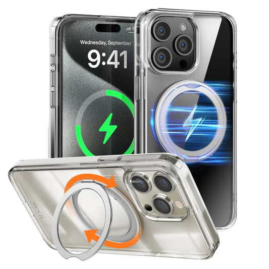 SODI Magnetic Ring Case for iPhone 15 Pro & Pro Max – 360° Rotatable Stand, MagSafe Wireless Charging Compatible