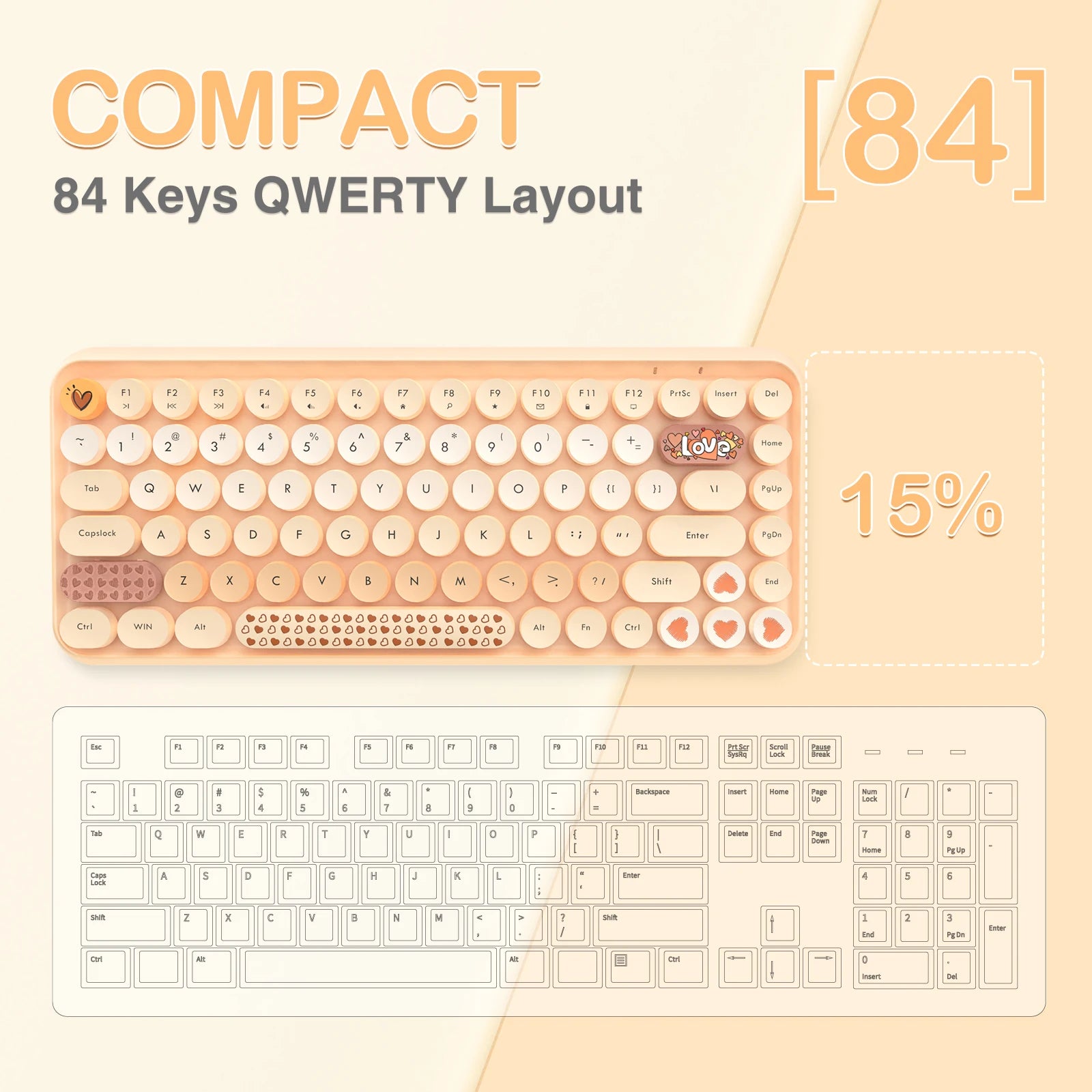 Attack Shark 308i Wireless Keyboard and Mouse Set – Color Gradient Retro Typewriter Style with Cute Round Keycaps