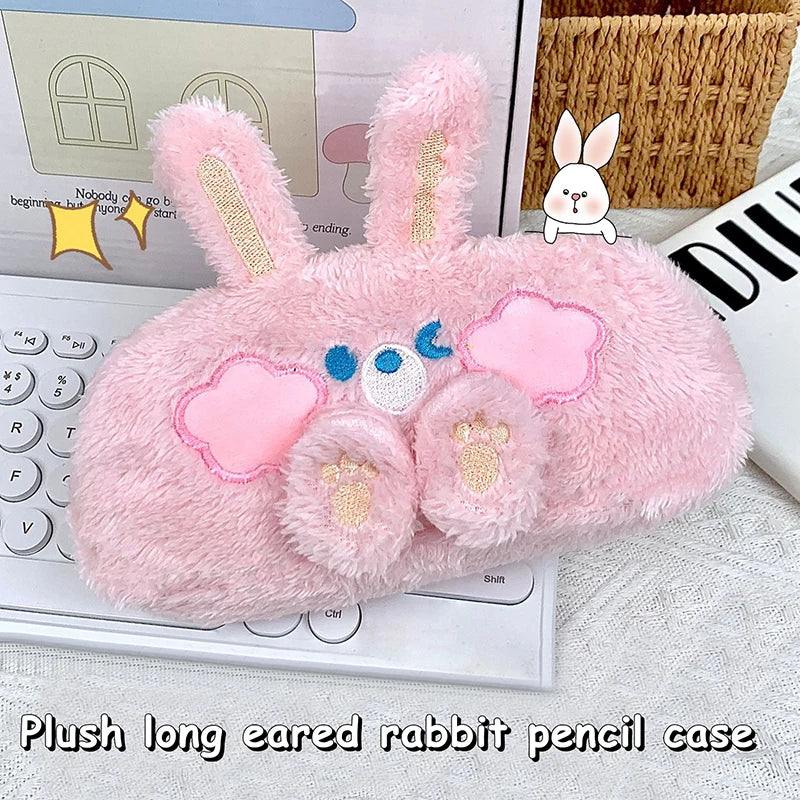 Adorable Cartoon Bear Plush Pencil Case – Large Capacity Stationery & Makeup Organizer