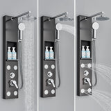 Brushed Nickel Shower Panel Column with Rainwaterfall Head & Massage Jets – Thermostatic Mixer Tap