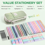 39-Piece Aesthetic School Supplies Set – Big Capacity Pen Case with Pastel Highlighters & Black Ink Pens ✨📚