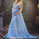 Elegant Lace Maternity Dress – Large Swing Pregnancy Gown for Weddings, Breastfeeding-Friendly Photoshoot Outfit