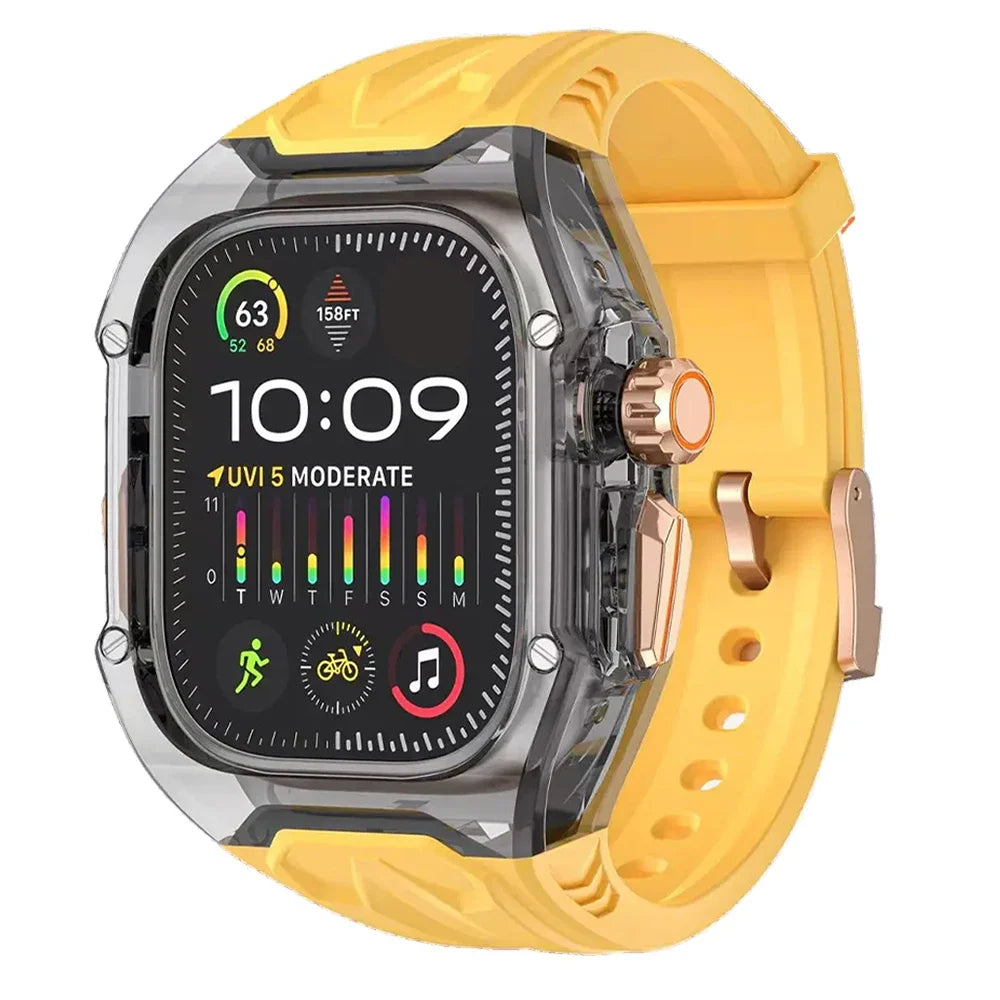 Apple Watch Modification Kit – Transparent Protective TPU Case + Strap for Ultra, Series 9/8/7/6/5/4 (45mm/44mm/49mm)