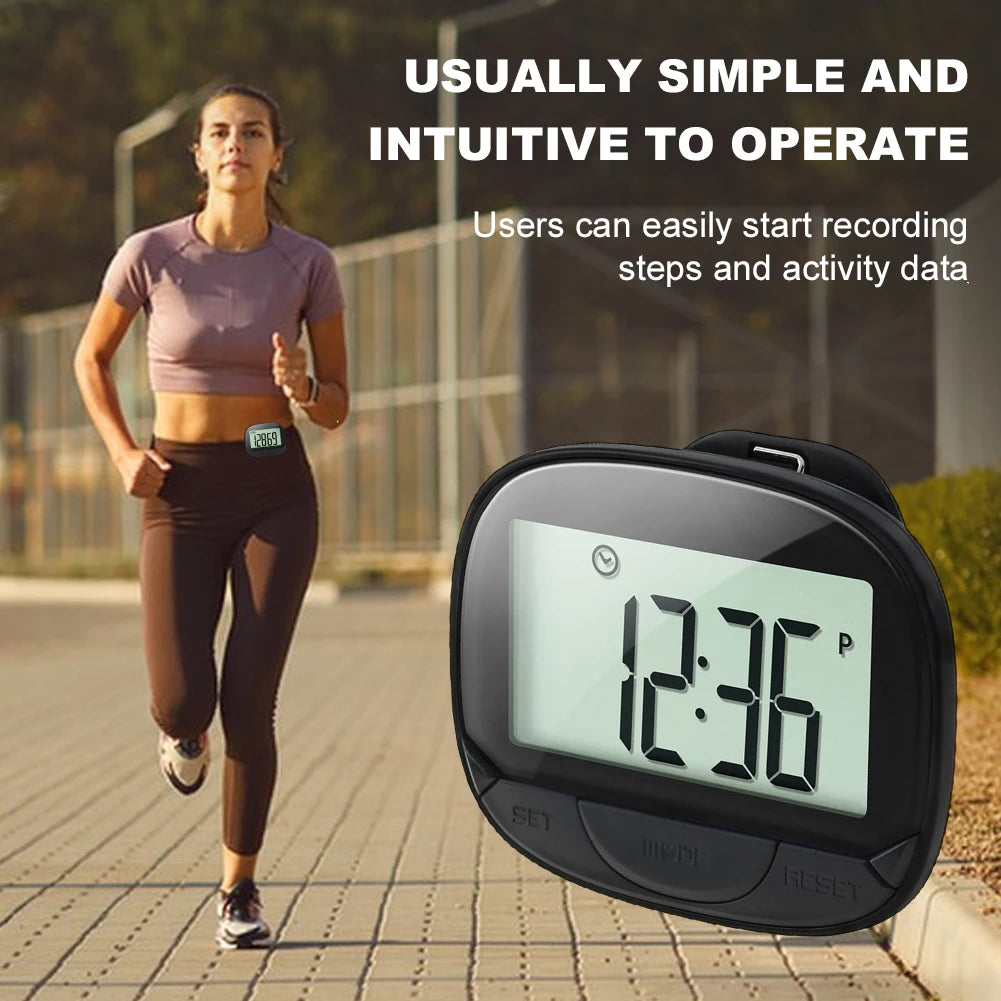 Clip-On Pedometer – Digital Step Tracker with Large Screen, Multi-Functional Step Counter for Adults, Seniors & Walking Pets