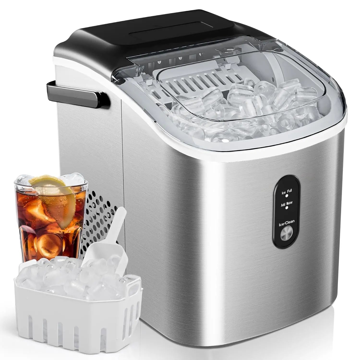 Countertop Ice Maker – 26 lbs/Day Portable Self-Cleaning Machine with Basket & Scoop – 9 Bullet Ice in 6 Min