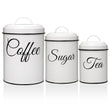 3-Piece Airtight White Vintage Kitchen Canister Set – Countertop Storage for Coffee, Tea & Sugar