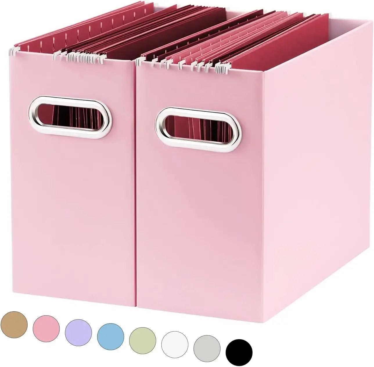 Collapsible File Organizer Box – 2-Pack Portable Storage with Handle for Office & Home (Pink) 📁
