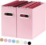 Collapsible File Organizer Box – 2-Pack Portable Storage with Handle for Office & Home (Pink) 📁